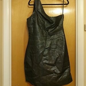 One shoulder black cocktail dress